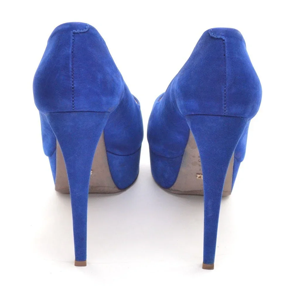 Schutz Santana Cobalt Peep Toe Stiletto Pumps 40 / 9 B